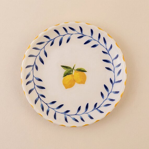 Limon Desenli 4'lü Porselen Tatlı Tabağı Seti 17 cm - 6