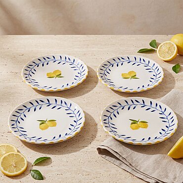 Limon Desenli 4'lü Porselen Tatlı Tabağı Seti 17 cm - GÜRAL PORSELEN