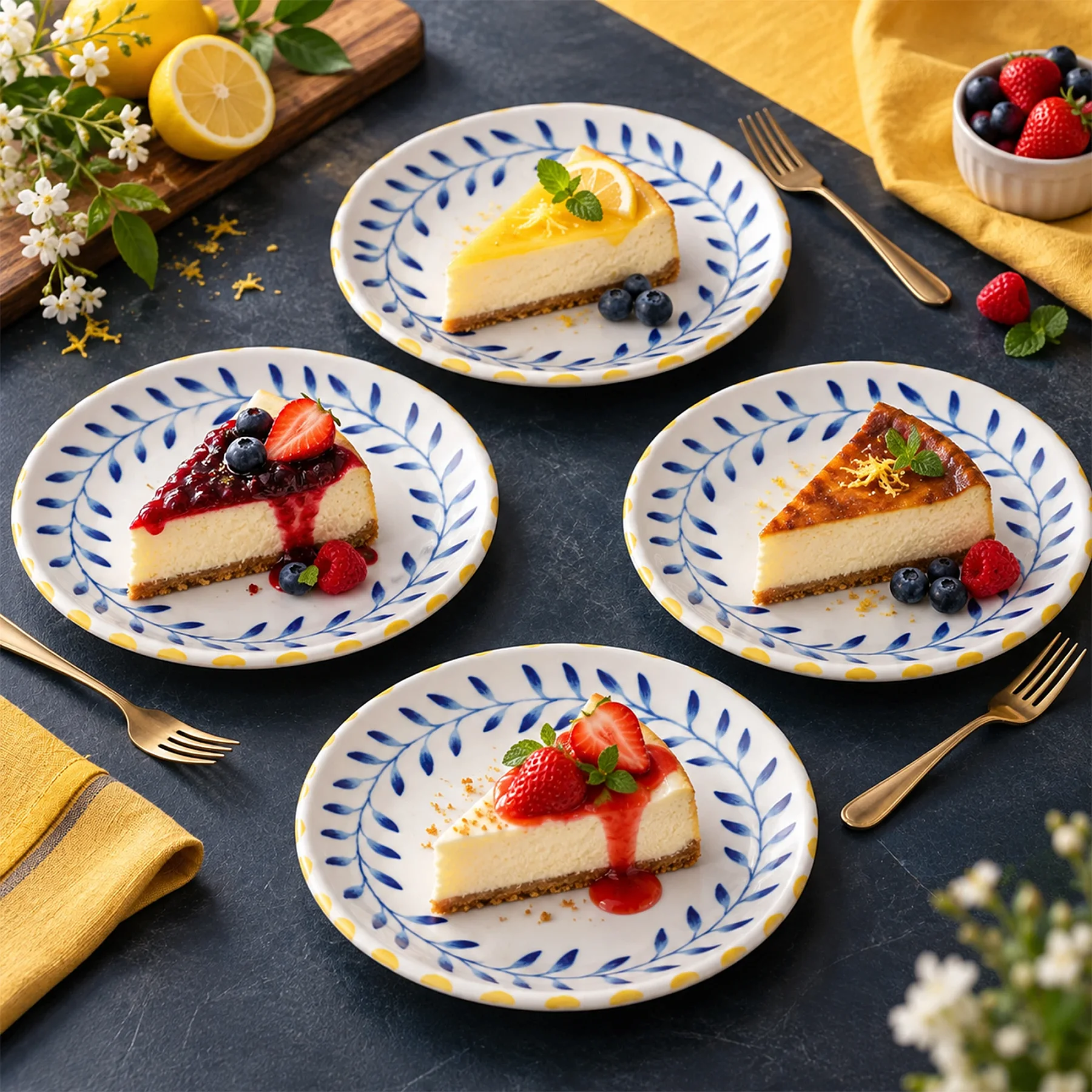 Limon Desenli 4 Kişilik 21 cm Porselen Düz Tabak Seti - 5