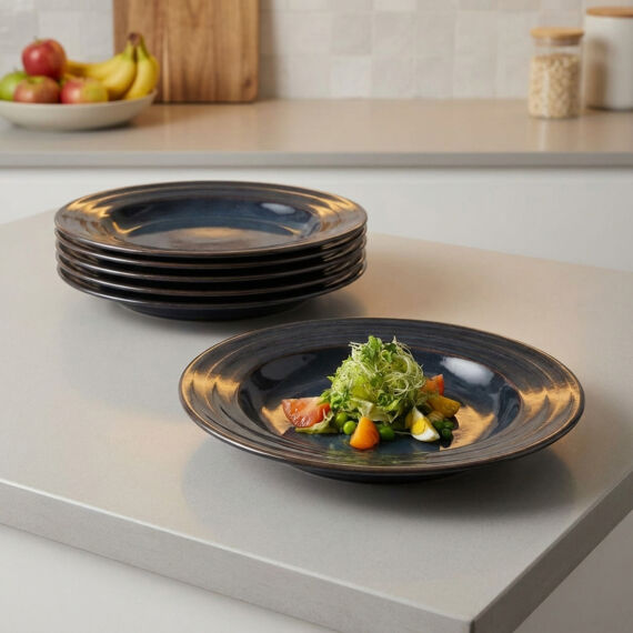 Güral 6 Adet 22 Cm Çukur Yemek Tabağı Reaktif Oasis 1131 - 4