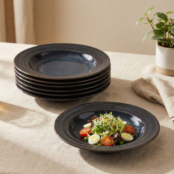 Güral 6 Adet 22 Cm Çukur Yemek Tabağı Reaktif Oasis 1131 - 2