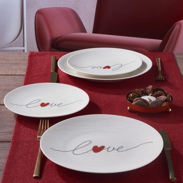 GÜRAL PORSELEN - LOVE 4 PARÇA BONE PASTA TAKIMI - 25071