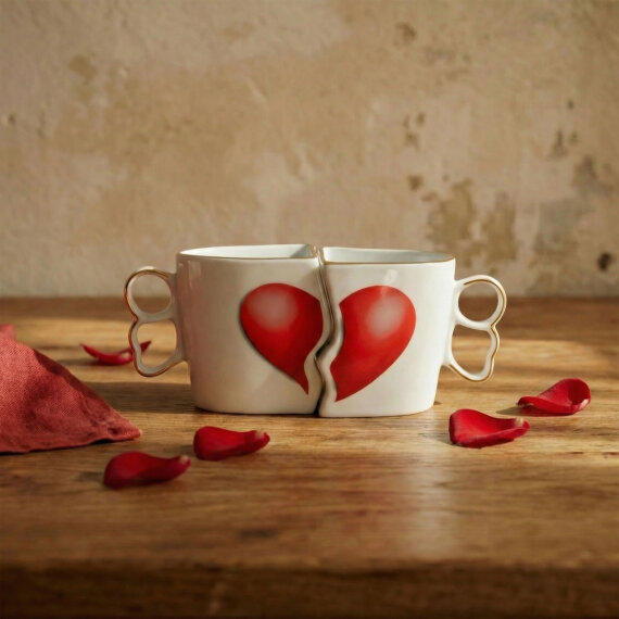 Lovers Hand Made 2'li Kalpli Hediyelik Kutulu Kupa Seti 350 cc - 3