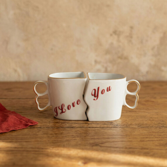 Lovers Hand Made 2'li Kalpli Hediyelik Kutulu Kupa Seti 350 cc - 1