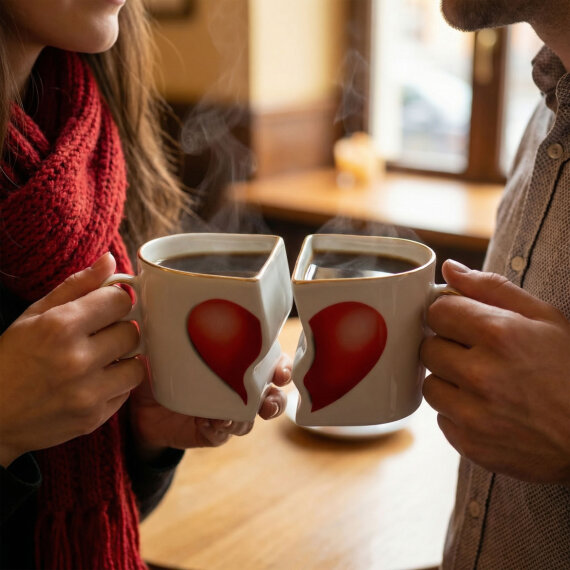 Lovers Hand Made 2'li Kalpli Hediyelik Kutulu Kupa Seti 350 cc - 5