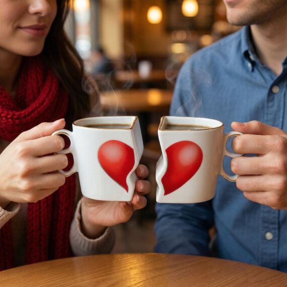 Lovers Hand Made 2'li Kalpli Hediyelik Kutulu Kupa Seti 350 cc - 6