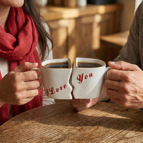 Lovers Hand Made 2'li Kalpli Hediyelik Kutulu Kupa Seti 350 cc - 7