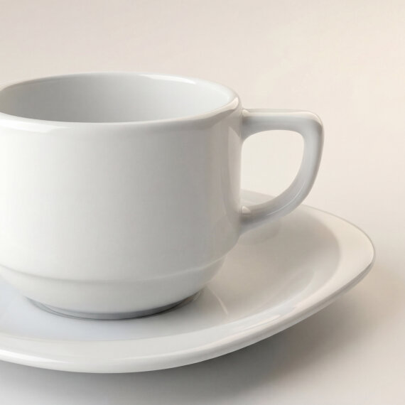 Mars 2 Parça Tek Kişilik Çay Fincanı ve Tabağı - Beyaz - 4