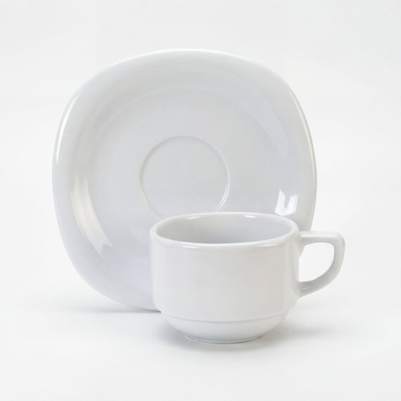 Mars 2 Parça Tek Kişilik Çay Fincanı ve Tabağı - Beyaz - 6