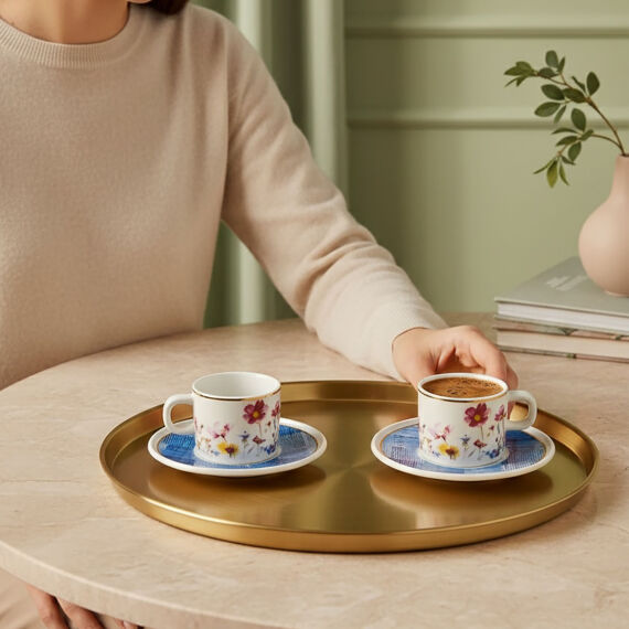 Mental 4 Parça 2 Kişilik Kahve Fincan Takımı 6709 Mavi - 3