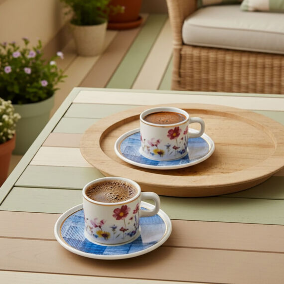 Mental 4 Parça 2 Kişilik Kahve Fincan Takımı 6709 Mavi - 2