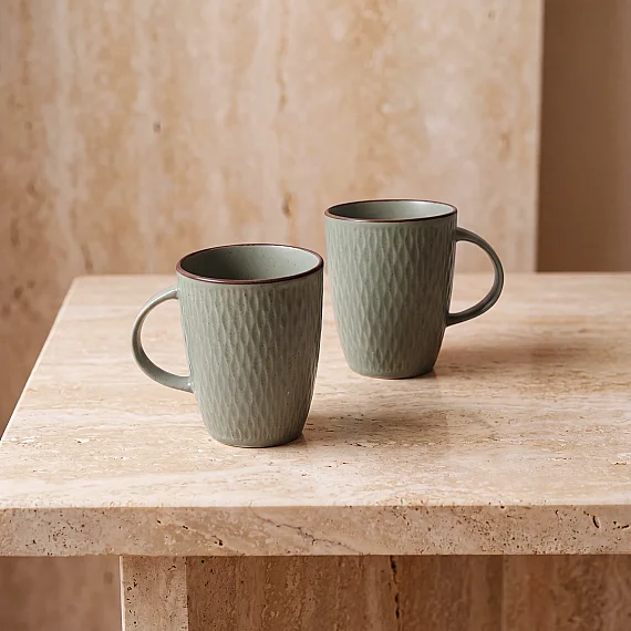 Miranda 2'li Yeşil Porselen Mug Bardak Seti - 1