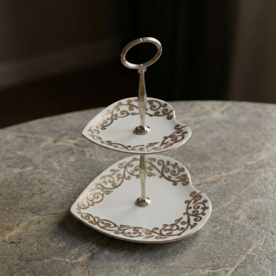 Özel Tasarım Hand Made Kalp Şekilli Dekoratif Sunumluk Kurabiyelik - 2