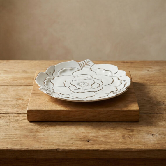 Rose Premium Hand Made Platin Çiçek Şekilli Dekoratif Porselen Tabak 21 cm - 3