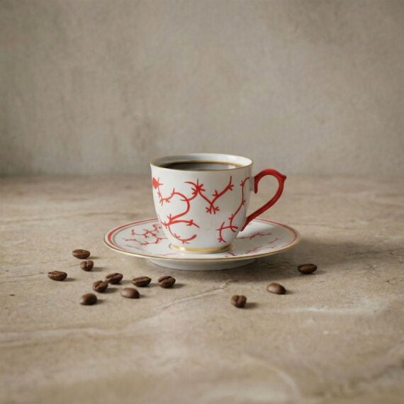 Presıdent Hand Made Desenli Porselen Çay Fincanı Takımı 170 cc - 5