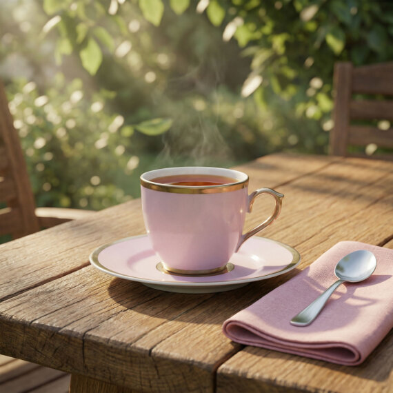 Presıdent El Dekoru Tek Kişilik Platin Porselen Çay Fincanı Takımı Lila 170 cc - 1