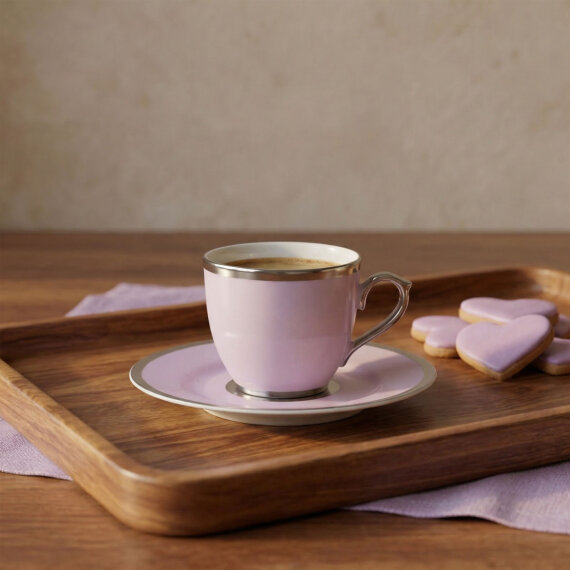 Presıdent El Dekoru Tek Kişilik Platin Porselen Çay Fincanı Takımı Lila 170 cc - 2