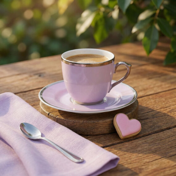 Presıdent El Dekoru Tek Kişilik Platin Porselen Çay Fincanı Takımı Lila 170 cc - 3