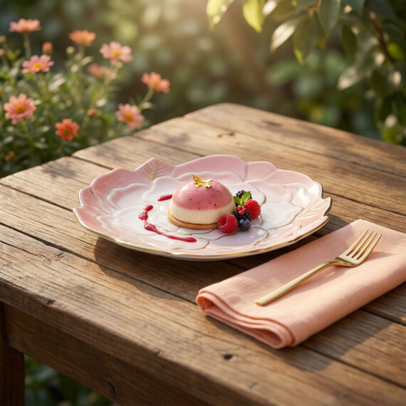 Rose Premium Hand Made Dekoratif Porselen Tabak 21 cm - 5