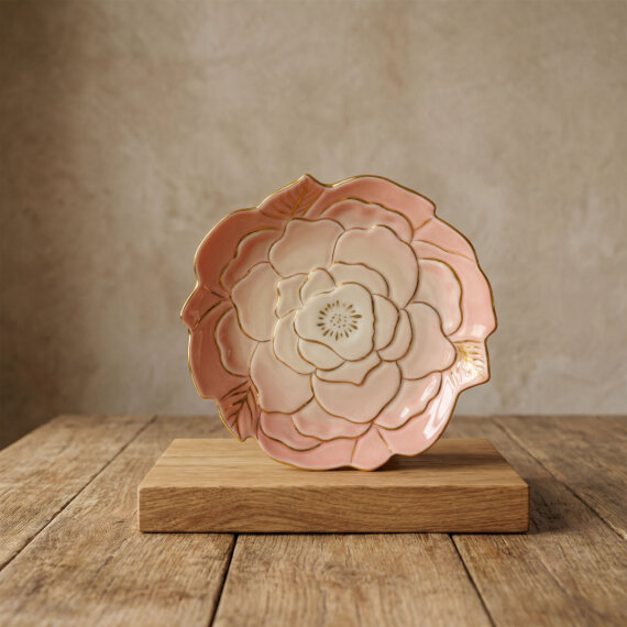 Rose Premium Hand Made Dekoratif Porselen Tabak 21 cm - 2