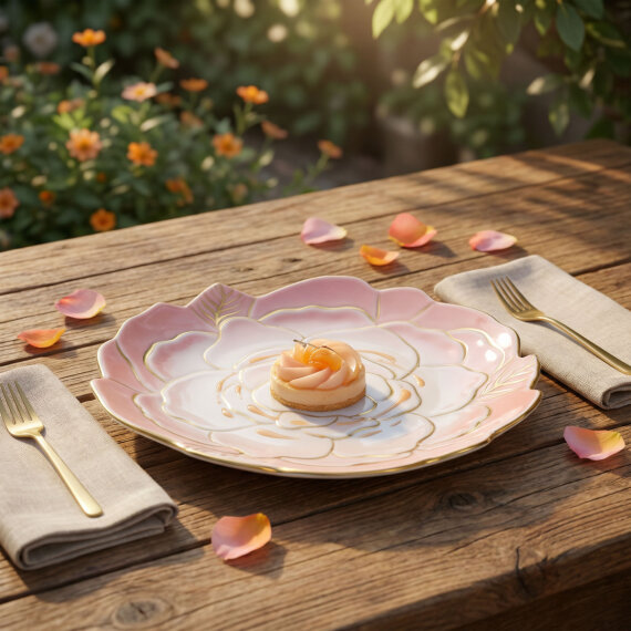 Rose Premium Hand Made Dekoratif Porselen Tabak 21 cm - 4