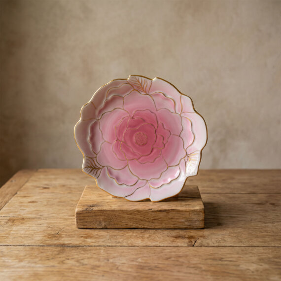 Rose Premium Hand Made Dekoratif Porselen Tabak 21 cm - 1