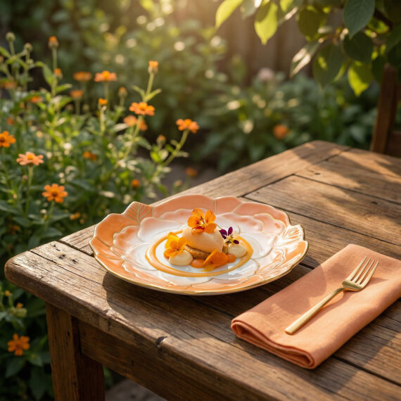 Rose Premium Hand Made Dekoratif Porselen Tabak 21 cm Turuncu - 4