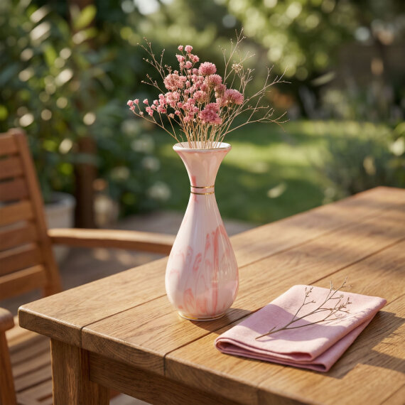 Sümbül Dekoratif El Dekoru Porselen Vazo 20 cm - 6