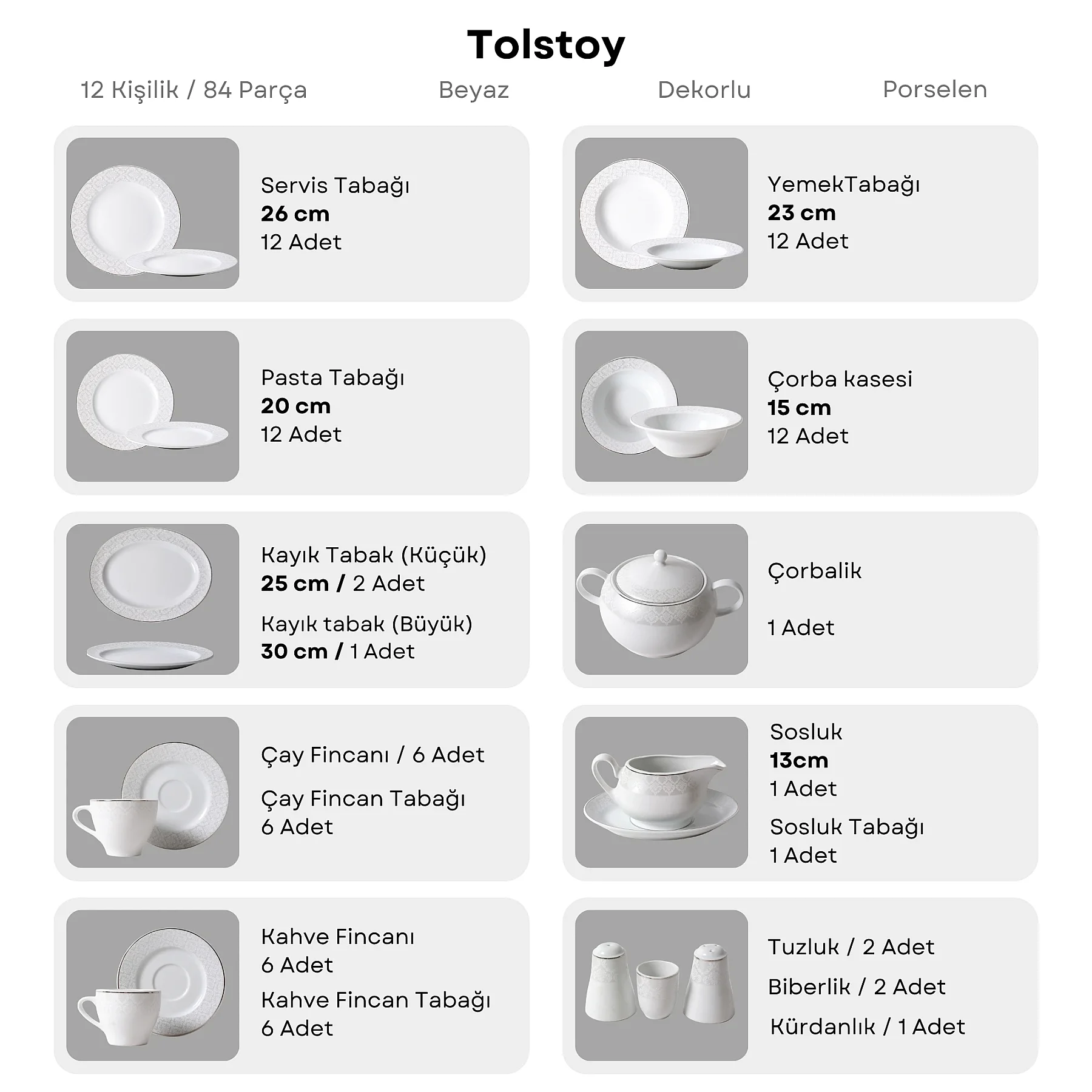 Tolstoy 84 Parça 12 Kişilik Yemek Takımı - 4