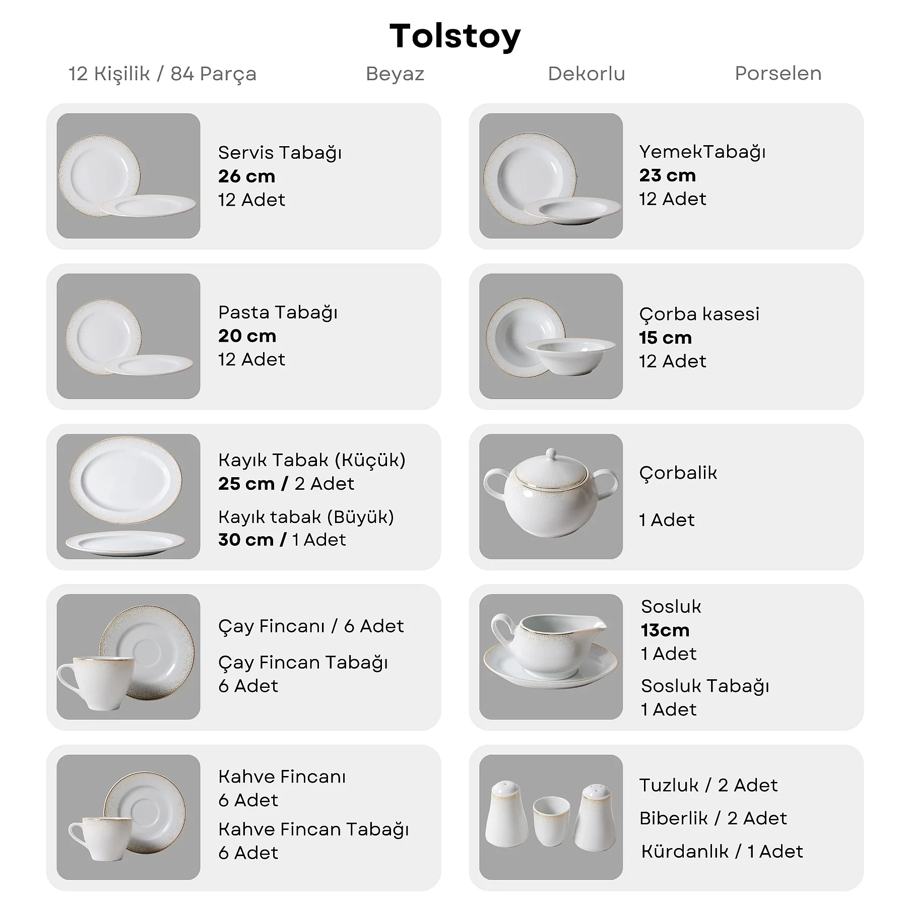 Tolstoy 84 Parça 12 Kişilik Yemek Takımı 5614 - 4