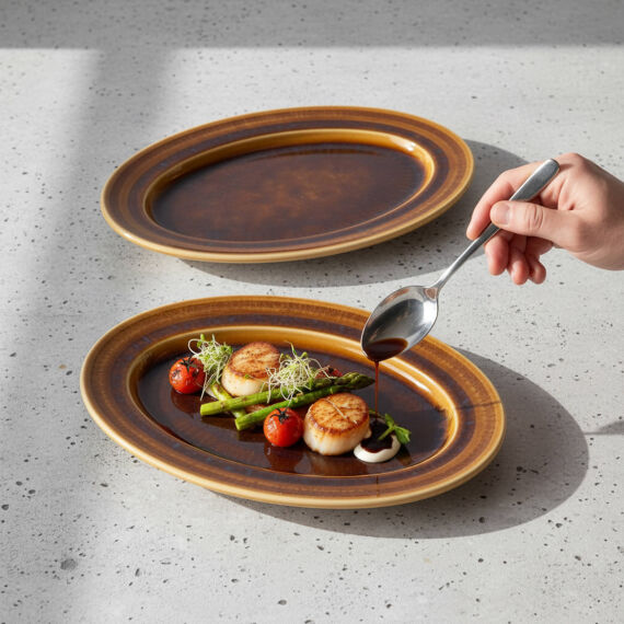 Valeron 2 Adet 21 Cm Kayık Tabak Reaktif Saura Vr 137 - 2