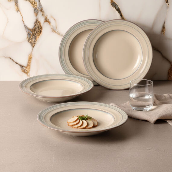 Valeron 6 Adet 22 Cm Çukur Yemek Tabağı Reaktif Agate 969 - 3