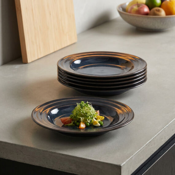 Valeron 6 Adet 22 Cm Çukur Yemek Tabağı Reaktif Oasis 1131 - 1