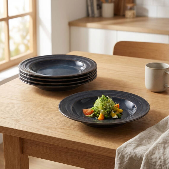 Valeron 6 Adet 22 Cm Çukur Yemek Tabağı Reaktif Oasis 1131 - 3