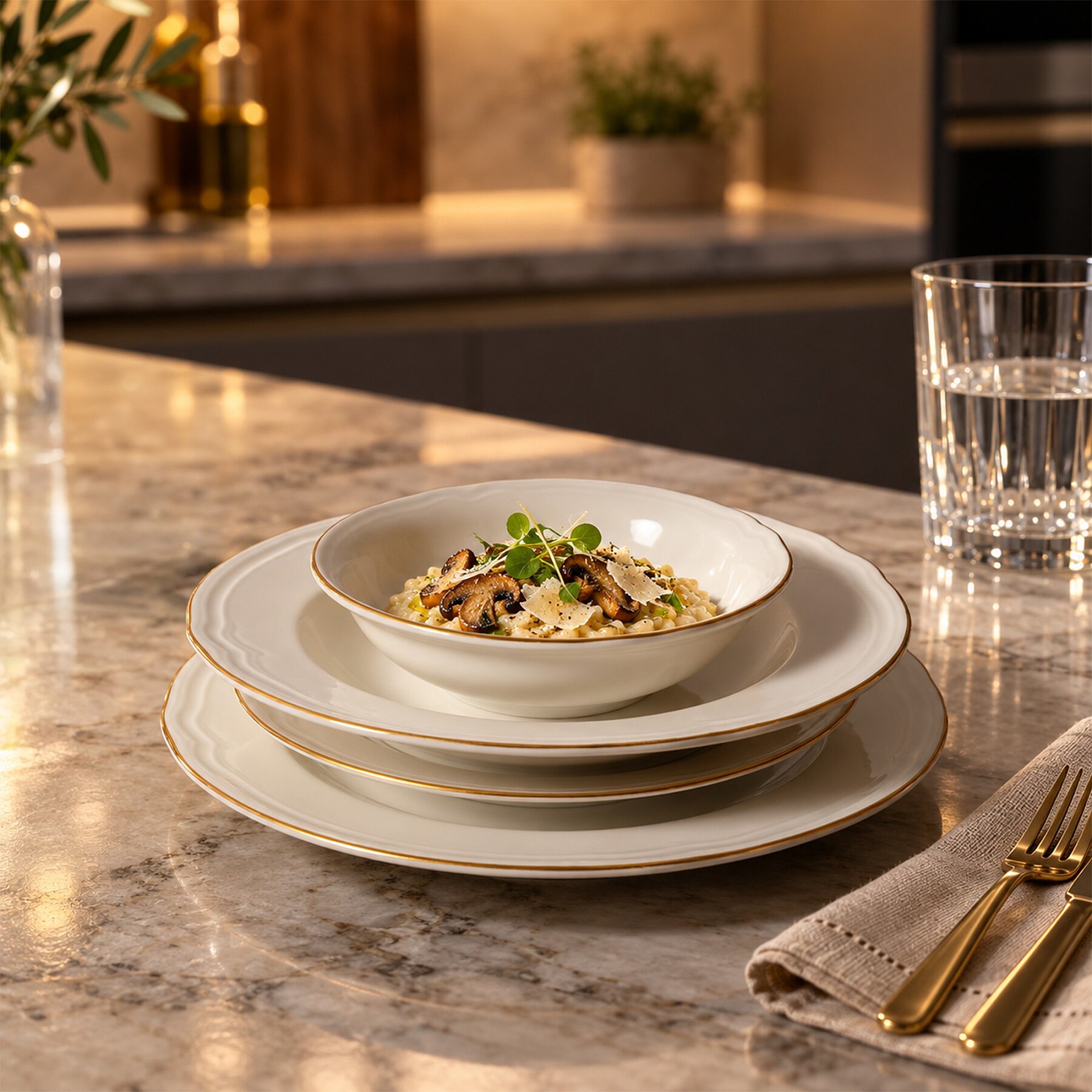 Venedik Gold Fileli 6 Kişilik 24 Parça Yemek Takımı - 2