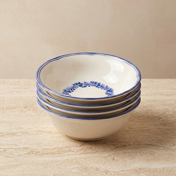 Yaprak Desenli 14 cm 4'lü Porselen Çorba ve Salata Kasesi Seti - 4