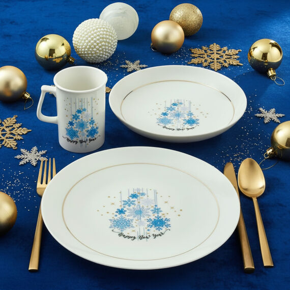 Yeni Yıl Camelia 3 Parça Tek Kişilik Bone Yemek Takımı - 6483 - 9