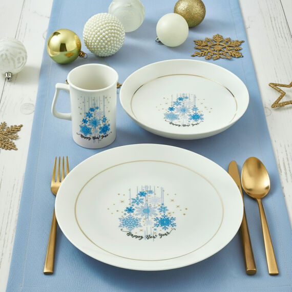 Yeni Yıl Camelia 3 Parça Tek Kişilik Bone Yemek Takımı - 6483 - 15