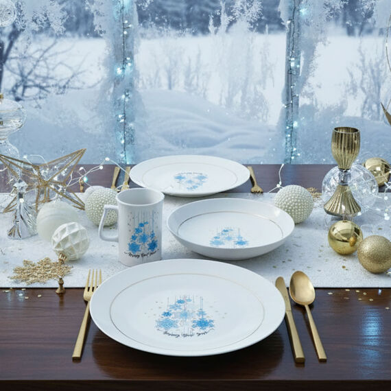 Yeni Yıl Camelia 3 Parça Tek Kişilik Bone Yemek Takımı - 6483 - 7