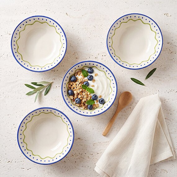 Zeytindalı Desenli 14 cm 4'lü Çorba ve Salata Kasesi - 1