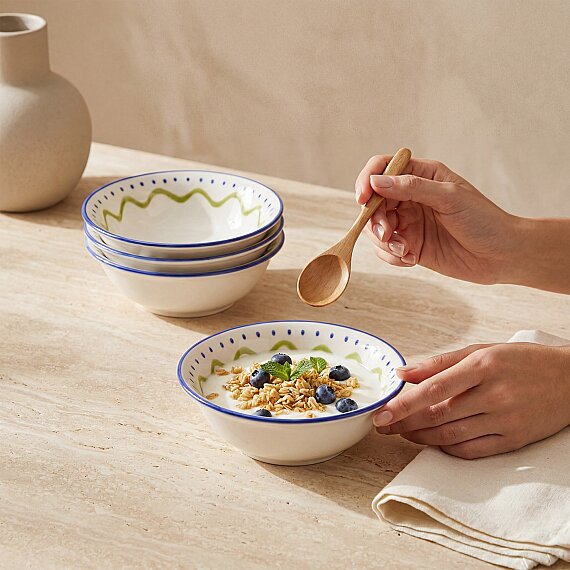 Zeytindalı Desenli 14 cm 4'lü Çorba ve Salata Kasesi - 4