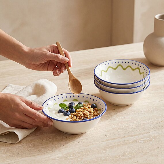 Zeytindalı Desenli 14 cm 4'lü Çorba ve Salata Kasesi - 6